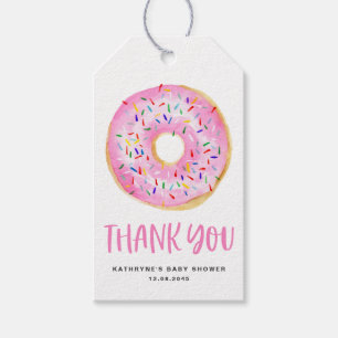 Niedliche Wasserfarbe Rosa Donut Babydusche Danke Geschenkanhänger