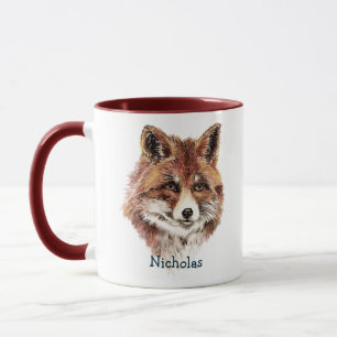 Niedliche Wasserfarbe Roter Fuchs Tierart Art Tasse