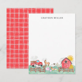 Niedliche Wasserfarbe Rustikale Barnyard Landtiere Dankeskarte