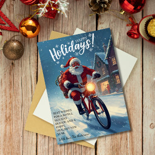 Niedliche Wasserfarbe Santa on Bicycle Weihnachten