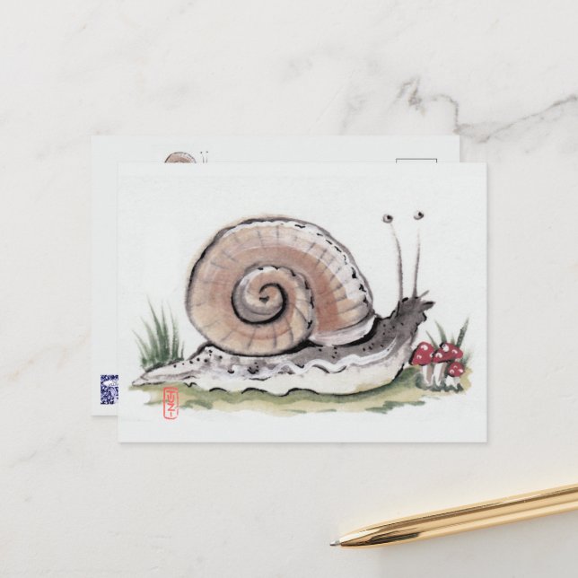 Niedliche Wasserfarbe Schnecke Art Tier Postkarte (Vorderseite/Rückseite Beispiel)