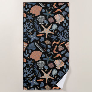 Niedliche Wasserfarbe Seashell Coral Strandtuch