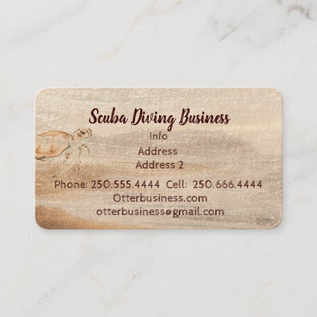 Niedliche Wasserfarbe Tauchen oder Meer Visitenkarte (Vorderseite)