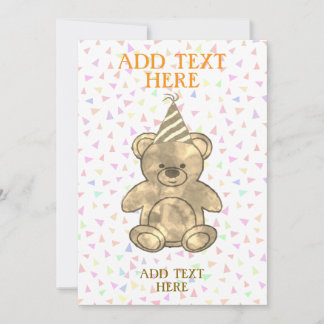 Niedliche Wasserfarbe Teddy Bär Geburtstag Einladung
