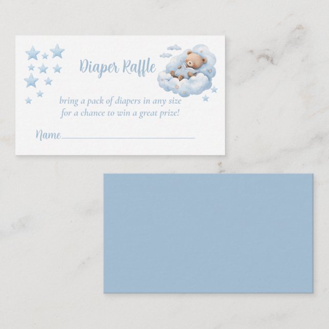 Niedliche Wasserfarbe Teddy Bären Diapper Raffle Begleitkarte (Vorne/Hinten)