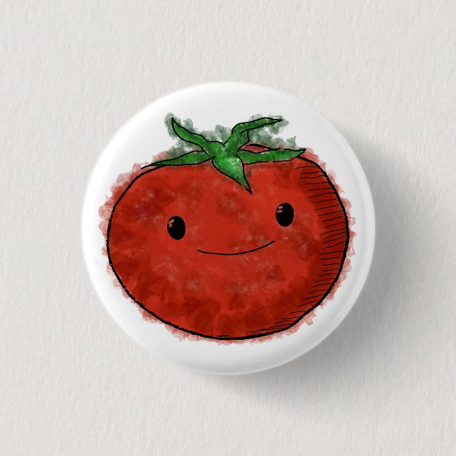 Niedliche Wasserfarbe Tomaten Button (Vorderseite)