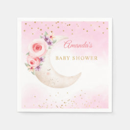 Niedliche Wasserfarbe über der Mond-Babydusche Serviette