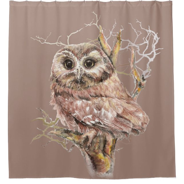 Niedliche Wasserfarbe Vogelwelt Kunst Duschvorhang (Vorderseite)