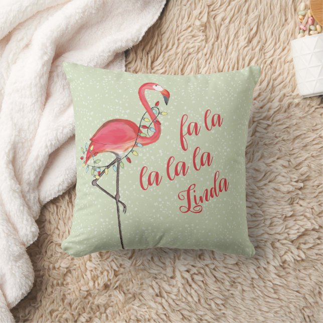 Niedliche Wasserfarbe Weihnachten Rosa Flamingo Kissen (Decke)