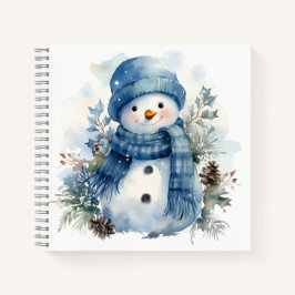 Niedliche Wasserfarbe Weihnachten Snowman Tragen B Notizbuch