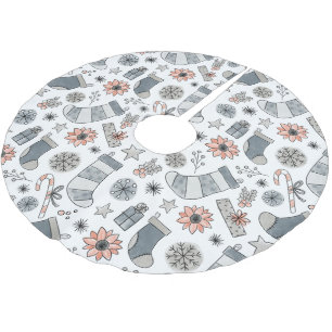 Niedliche Wasserfarbe Weihnachten Strumpf Doodles Polyester Weihnachtsbaumdecke