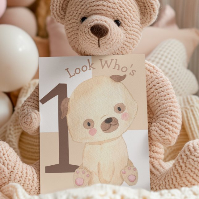 Niedliche Wasserfarbe Welpe Individuelle Name 1. G Karte (Von Creator hochgeladen)