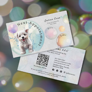 Niedliche Wasserfarbe Welpenblase Suds Dog Groomer Terminkarte