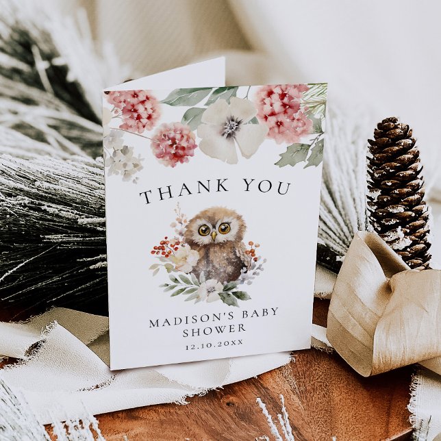 Niedliche Wasserfarbe Winterschale Babydusche Dankeskarte (Von Creator hochgeladen)