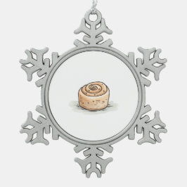 Niedliche Wasserfarbe Zimt Roll Schneeflocken Zinn-Ornament