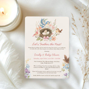 Niedliche Wasserfarben Bird Nesting Party Baby Dus Einladung