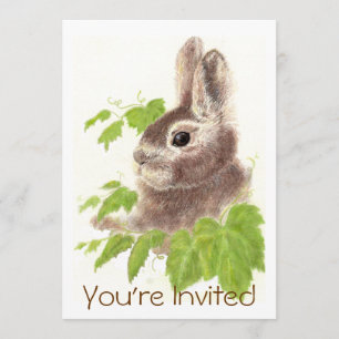 Niedliche Wasserfarben Bunny Rabbit Geburtstagspar Einladung