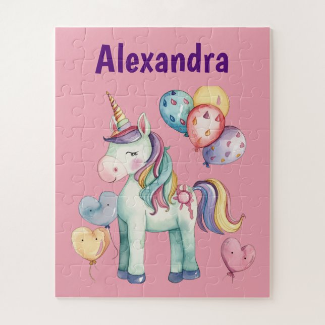 Niedliche Wasserfarben Einhorn Puzzle (Vertikal)