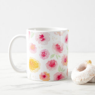 Niedliche Wasserfarben, farbenfroh rosa Kaffeetasse