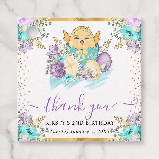 Niedliche Wasserfarben Florenküken und Eier zum Ge Geschenkanhänger (Vorderseite)