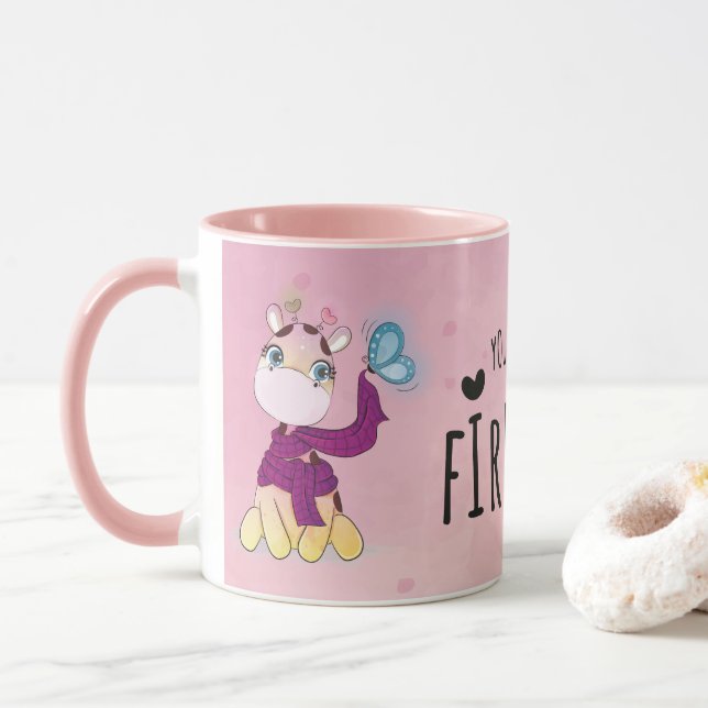 Niedliche Wasserfarben-Giraffe Tasse (Mit Donut)