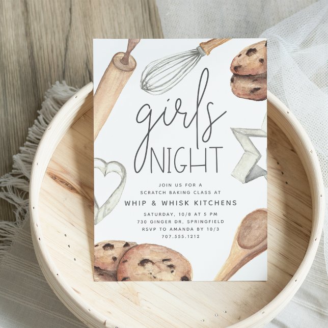 Niedliche Wasserfarben Girls abends Bake Class Einladung (Von Creator hochgeladen)