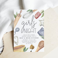 Niedliche Wasserfarben Girls Night Out Cooking Cla