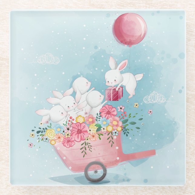 Niedliche Wasserfarben Glasuntersetzer (Vorderseite)