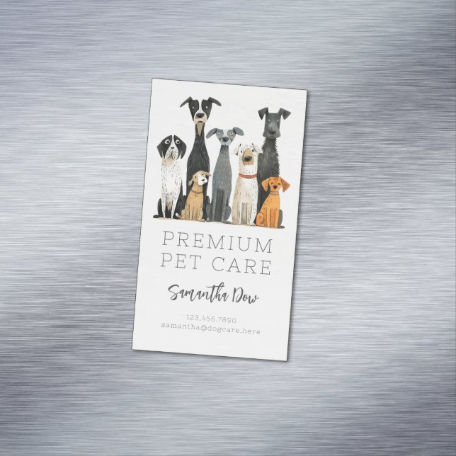 Niedliche Wasserfarben Haustiere Haustiere Haustie Magnetische Visitenkarte (Beispiel)