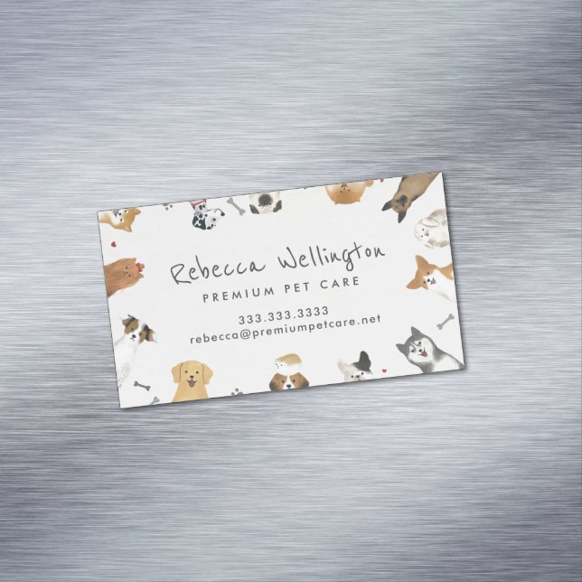 Niedliche Wasserfarben Haustiere Haustiere Haustie Magnetische Visitenkarte (Beispiel)