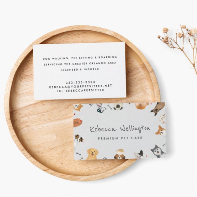 Niedliche Wasserfarben Haustiere Haustiere Haustie Visitenkarte (Von Creator hochgeladen)