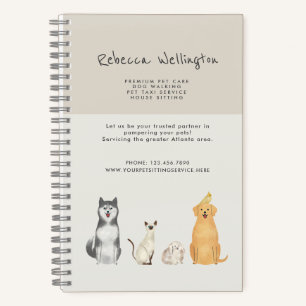 Niedliche Wasserfarben-Heimtier-Sitter-Dog-Walker- Notizbuch