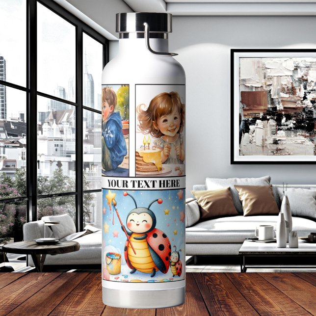 Niedliche Wasserfarben Kinder Lehrer oder Mama Trinkflasche (Water bottle featuring cute watercolor images of children or your custom photos - teacher - mom)
