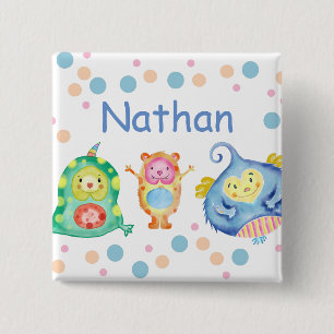 Niedliche Wasserfarben Kleine Monster Personalisie Button