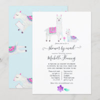 Niedliche Wasserfarben Lama-Kinderdusche nach E-Ma