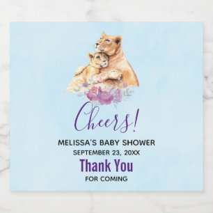 Niedliche Wasserfarben-Muttertier-Lion & Cub-Babyd Bierflaschenetikett