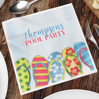 Niedliche Wasserfarben Sommerflip Flops kundenspez Serviette