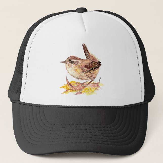Niedliche Wasserfarben-Wren-Vogel, Natur, Wildtier Truckerkappe (Vorderseite)