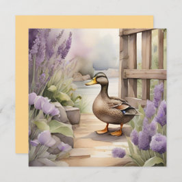 Niedliche Wasserfarbenente N Lavendelblank Karte