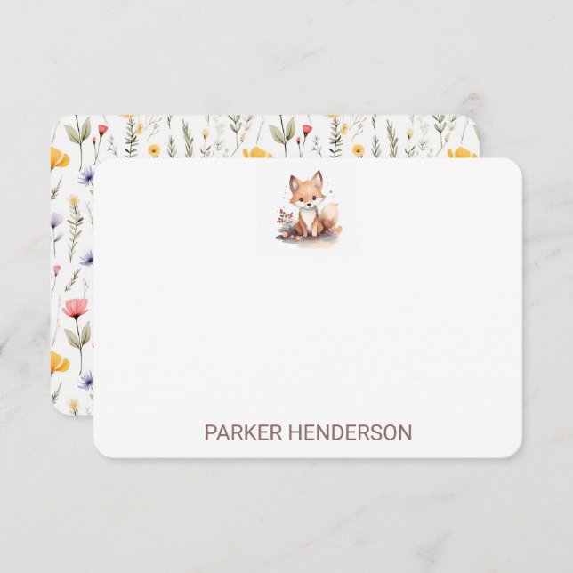 Niedliche Wasserfarbenfox Kinderlähmung Dankeskarte (Vorne/Hinten)