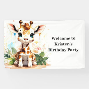 Niedliche WasserfarbenGiraffe zum Geburtstag Banner