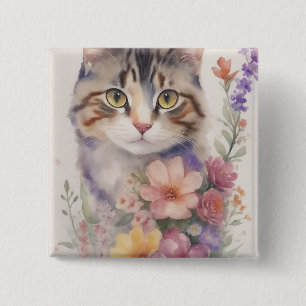 Niedliche Wasserfarbenkatze Button