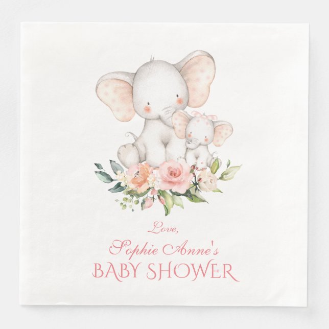 Niedliche Wasserfarbenlephant Girl Babydusche Serviette (Vorderseite)