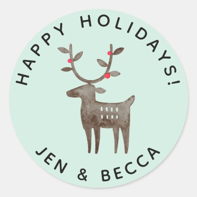 Niedliche Wasserfarbenreiniger | Meeresgrün oder F Runder Aufkleber (Vorderseite)