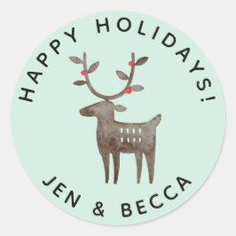 Niedliche Wasserfarbenreiniger | Meeresgrün oder F Runder Aufkleber