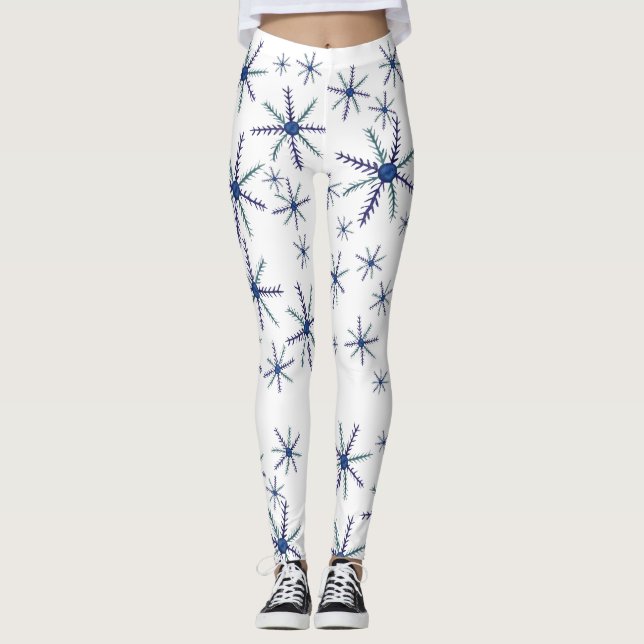 Niedliche Wasserfarbenschneeflocken Leggings (Vorderseite)