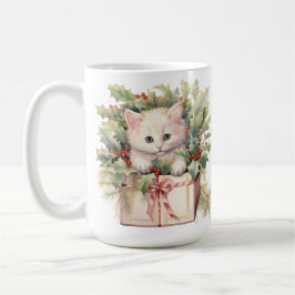 NIEDLICHE WASSERFARBFLÜFFY-CHRISTMAS KITTEN KAFFEETASSE