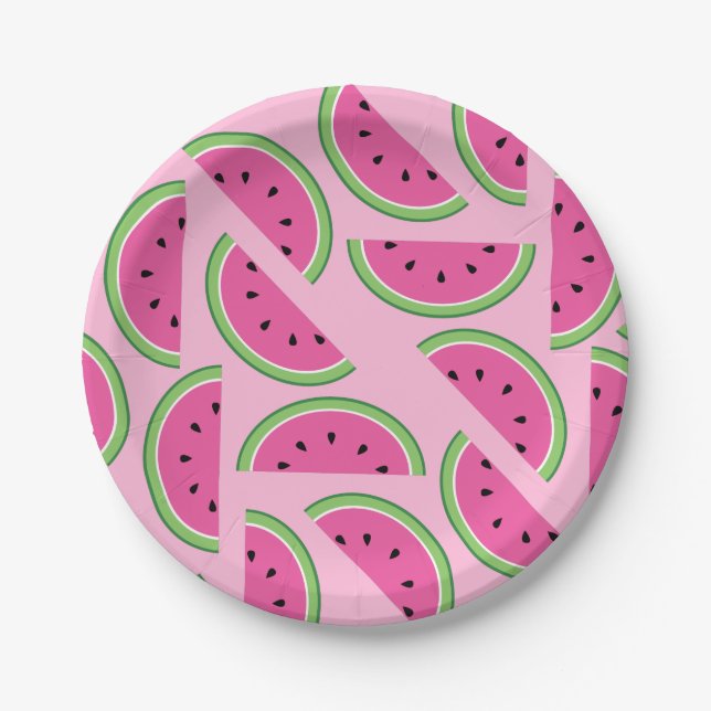 Niedliche Wassermelone 1. Geburtstag Teller (Vorderseite)