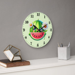 Niedliche Wassermelone Große Wanduhr