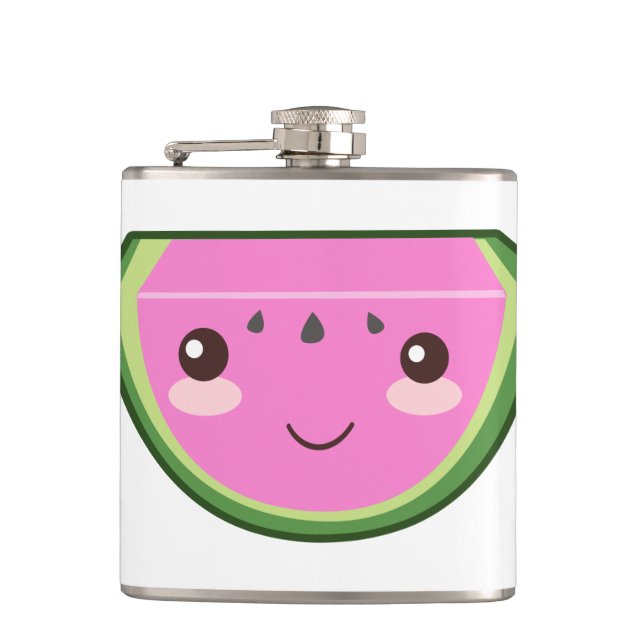 Niedliche Wassermelone-Illustration Flachmann (Vorderseite)
